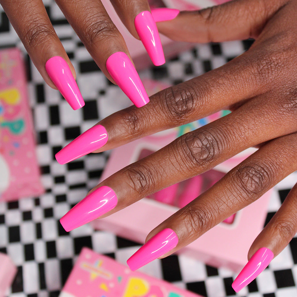 Hot Pink Press on Nails -  Canada  Pink sparkly nails, Neon pink  nails, Pink nails