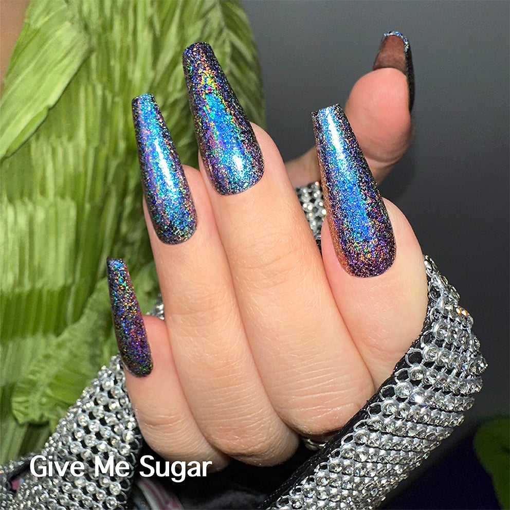 Bright and Bubbly Nail Polish - holographic purple glitter bomb –  Fanchromatic Nails