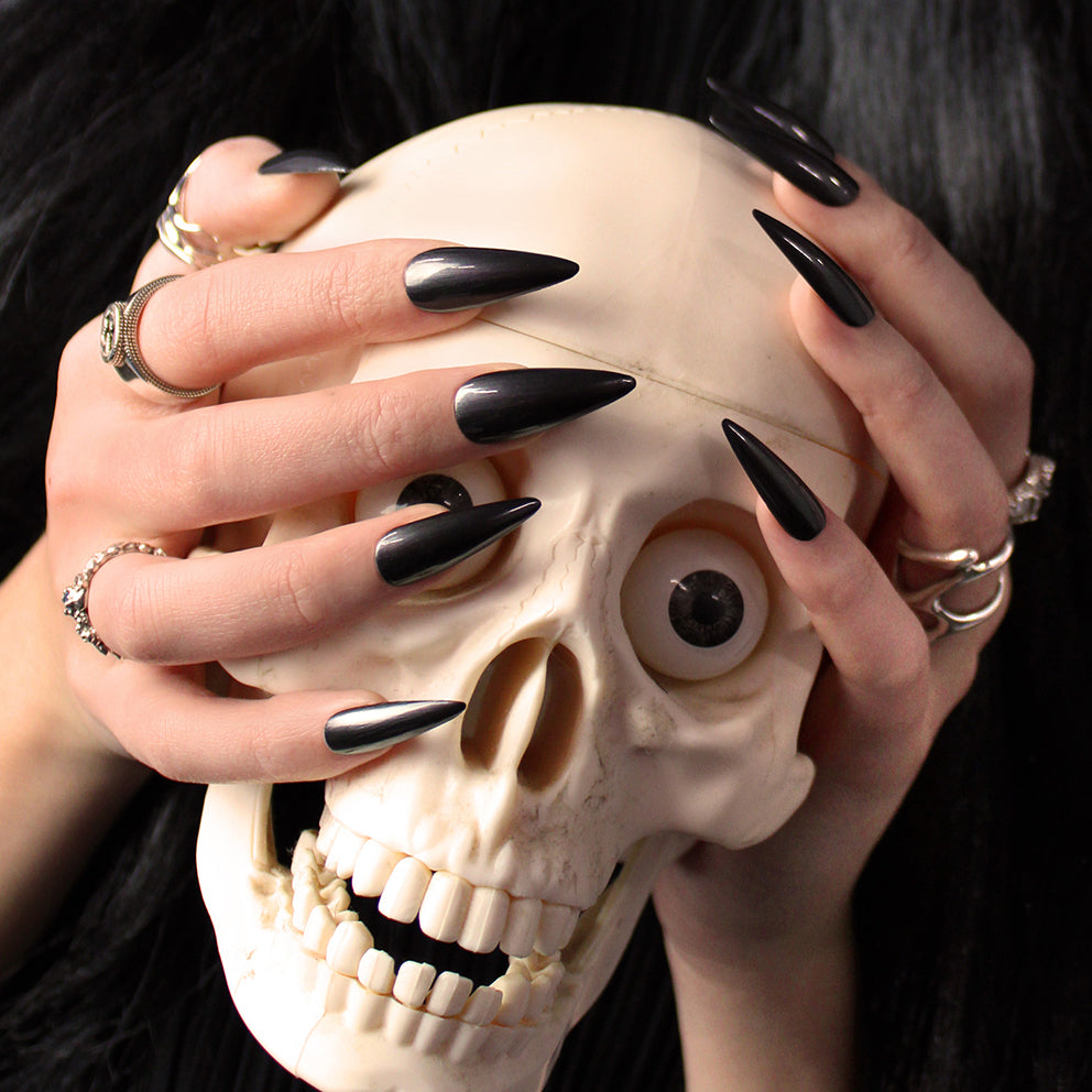 Black acrylic nails | gothic nail art | virgin Mary nails - YouTube