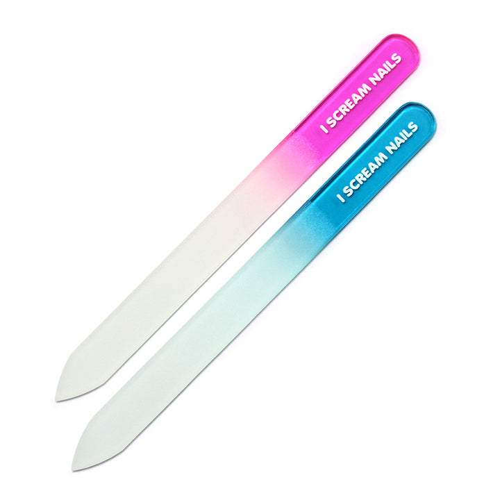 Glass nail file - twin pack - pink & blue transparent