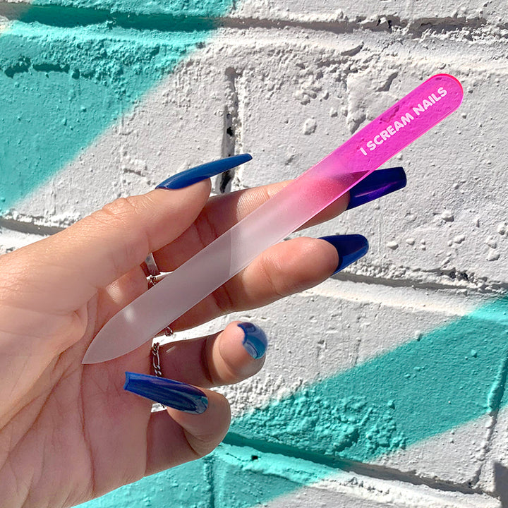 Glass nail file - twin pack - pink & blue transparent