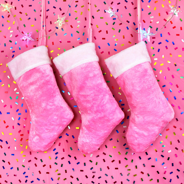 Pink Plush Christmas Stocking