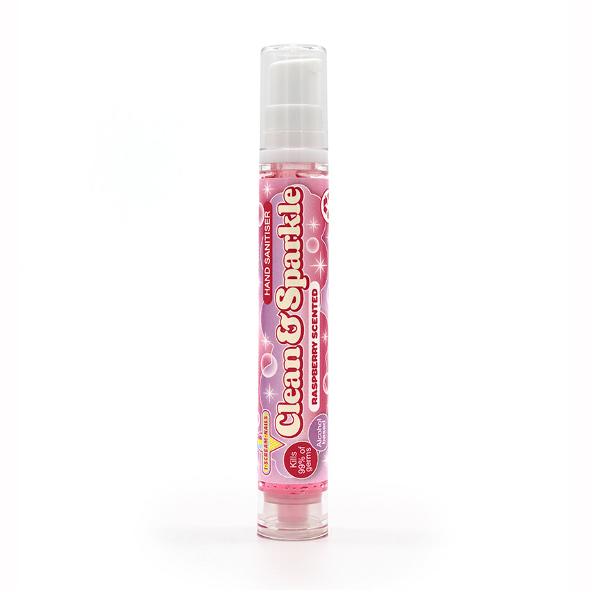 Clean & Sparkle Hand Sanitiser - Raspberry scented 15ml - mini pump