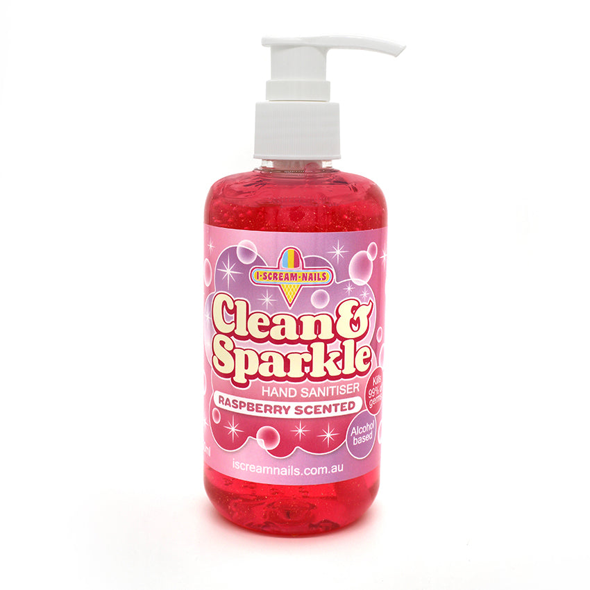 Clean & Sparkle Hand Sanitiser - Raspberry scented 250ml